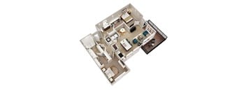 B3 - 3D floor plan - 1126 SQFT
