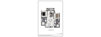 A floor plan for a two bedroom, two bath apartment.
