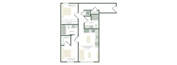 a floor plan of a unit with a bedroom and a living room