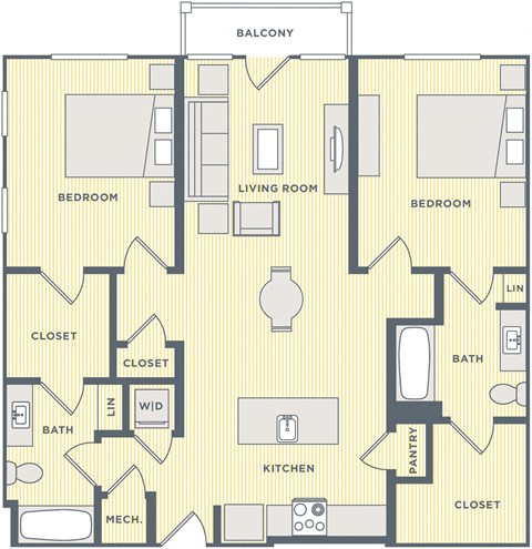 a floor plan of a house with bedrooms and a living room