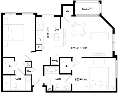 A black and white image of the B3 floor plan.