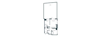 A floor plan of a house with two bedrooms and a living room.