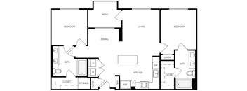 A black and white image of a house floor plan with labeled rooms.