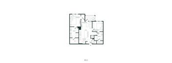 A black and white image of a floor plan for a home.