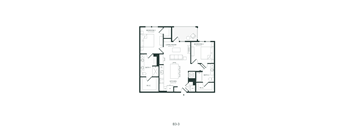 A black and white image of a floor plan for a B3-3 apartment.