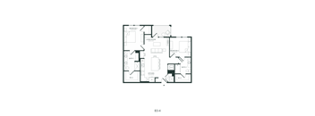 A black and white image of a floor plan for a B3-4 apartment.