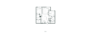 A black and white image of a floor plan for a B3-5 apartment.
