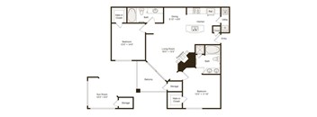 A black and white image of a house floor plan.