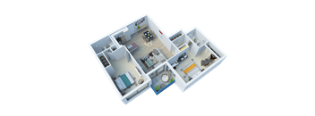 3d floor plan of a house with an open living room