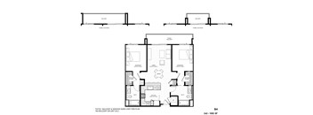 A floor plan for a B4 apartment with 22x2 - 1083 SF.