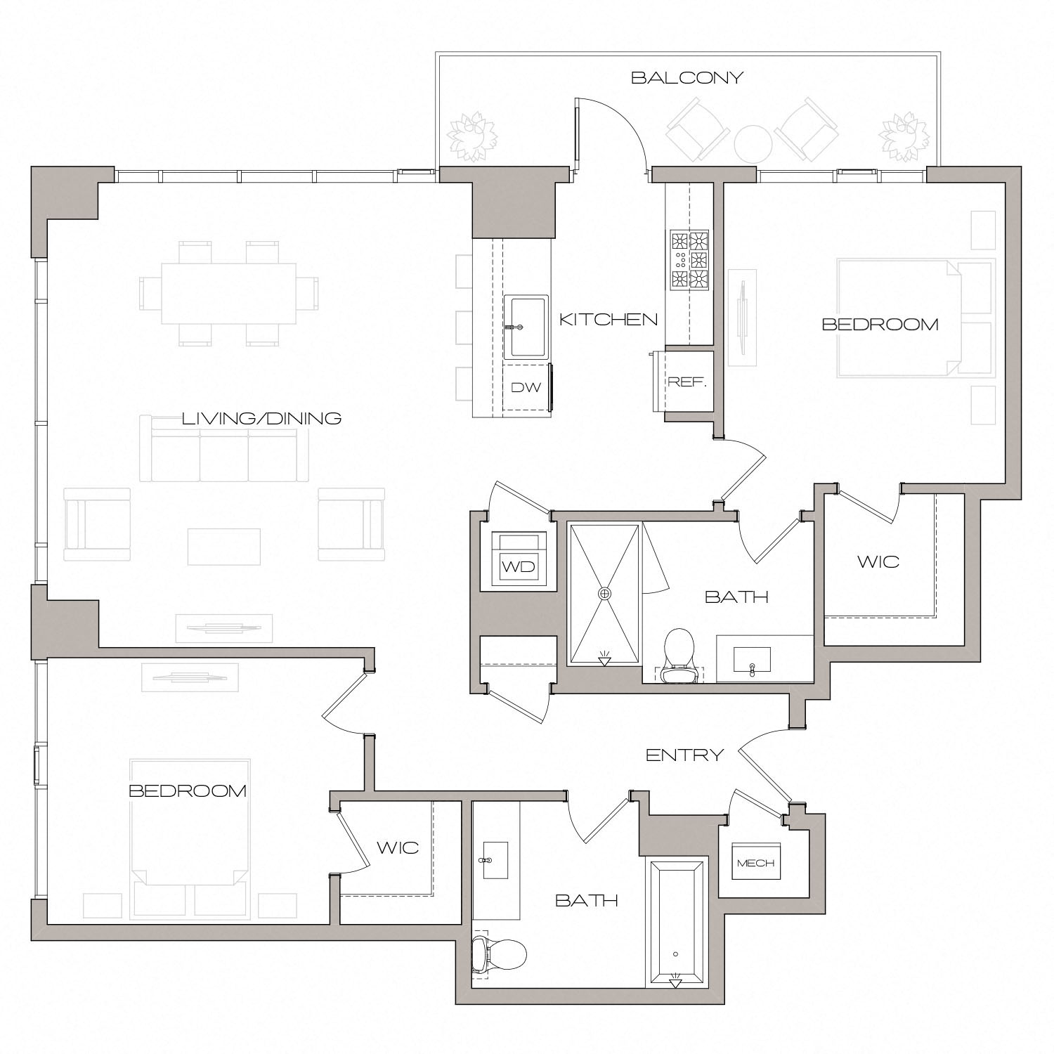 B4 Floorplan 2 Bed 2 Bath
