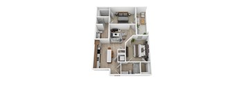 a stylized floor plan of a 1 bedroom apartment