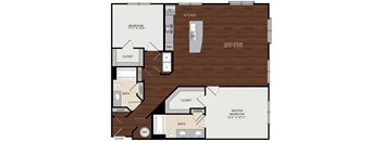a floor plan of a living room and a kitchen