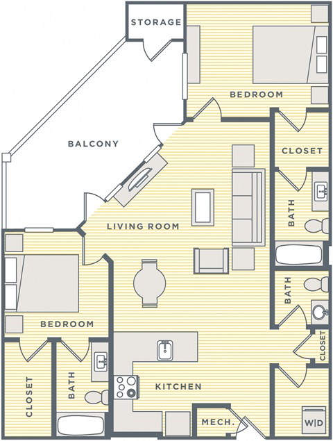 a floor plan of a house with bedrooms and a living room
