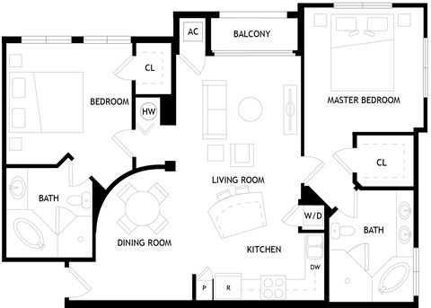 A black and white image of the B4 floor plan.
