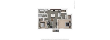 Two Bedroom 2 bathroom floor plan C at 601 Pax, Phoenix, AZ