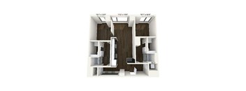 a sq ft apartment with a wood floor