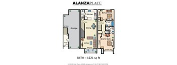 Two bedroom two and a half bathroom 1,221 Sq.Ft. Floor plan at Alanza Place, Phoenix, 85008