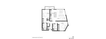 A black and white floor plan of a two-bedroom apartment.