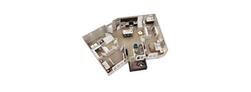 B5 - 3D floor plan - 1160 SQFT