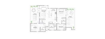 a floor plan of a house with multiple bedrooms and a patio