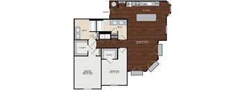 a floor plan of a house with a wood floor