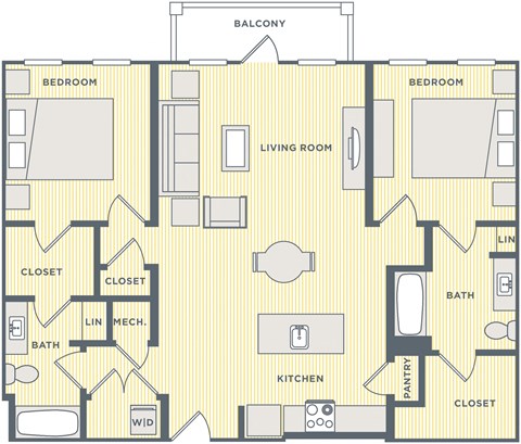 a floor plan of a unit with a bedroom and a living room