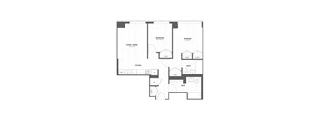 the illustration of the 2 bedroom floor plan with the layouts of the rooms