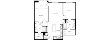 A black and white floor plan of a house with labeled rooms.