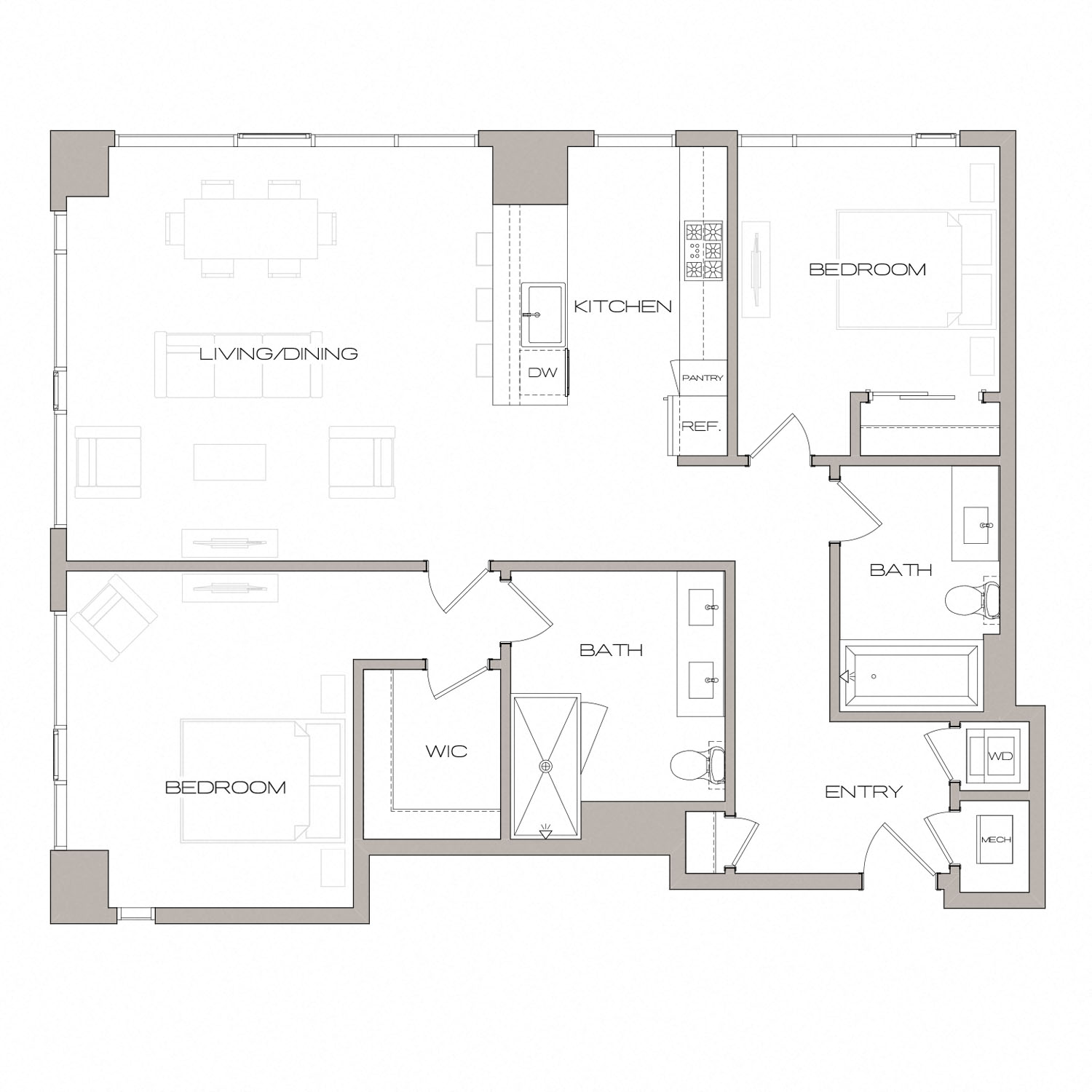 B5 Floorplan 2 Bed 2 Bath