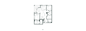 A black and white image of a floor plan for a B5-1 apartment.