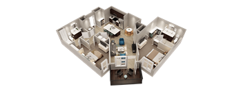 B6 - 3D floor plan - 1189 SQFT