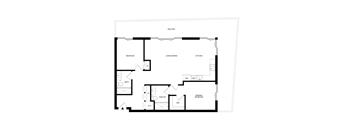 A black and white floor plan of a house with labeled rooms.