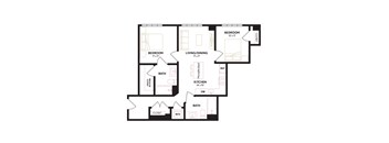a floor plan of a unit with bedrooms and baths
