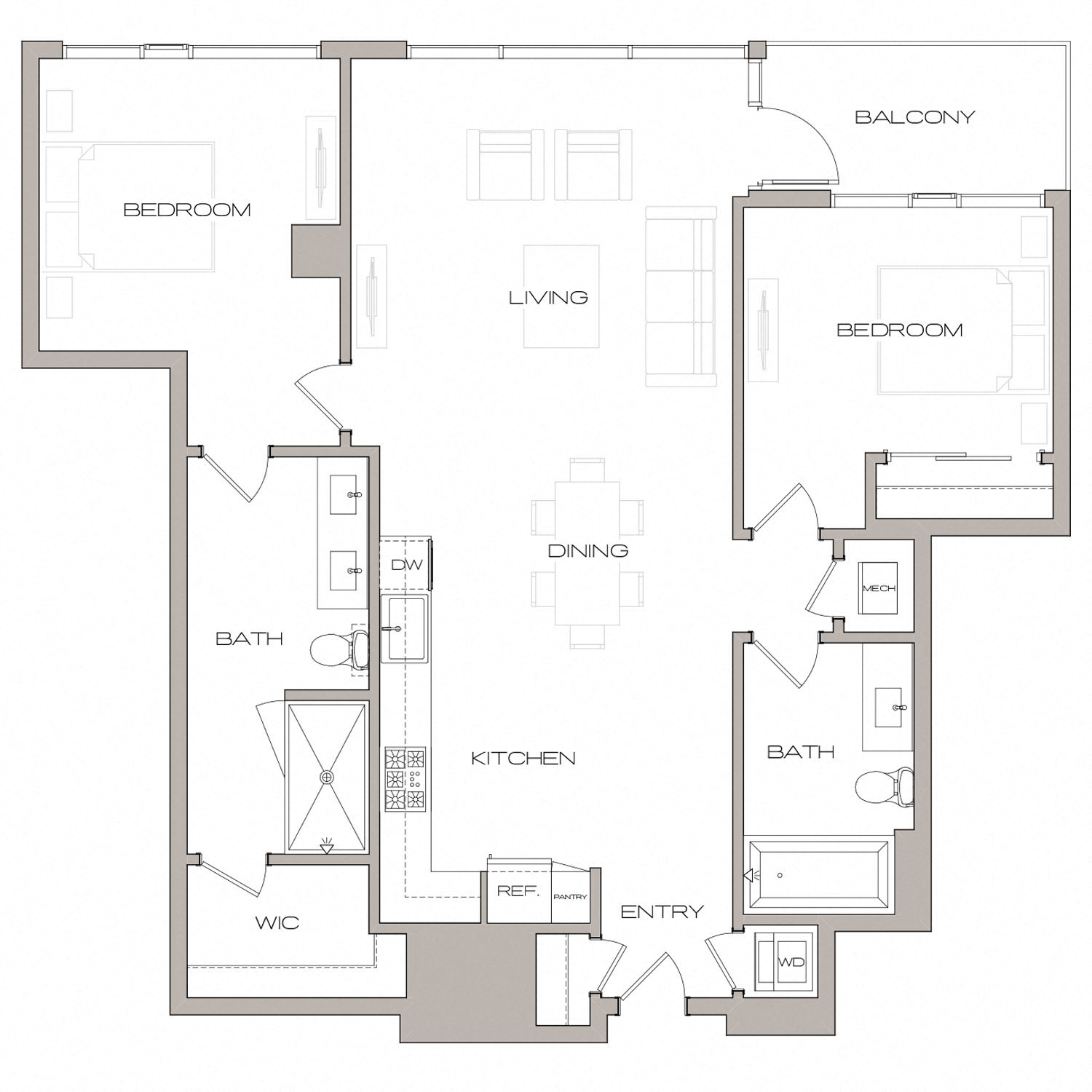 B6 Floorplan 2 Bed 2 Bath