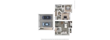 Two Bedroom 2 bathroom floor plan E at 601 Pax, Phoenix, Arizona