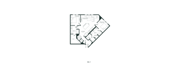 A black and white image of a floor plan for a B6-1 apartment.