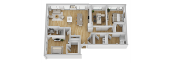 a floor plan of a house with a bedroom and a living room
