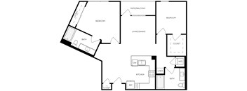 B6u 1,154 Sq.Ft. Floor Plan at Exhibit at J Town, San Jose, California