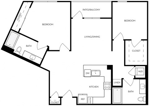 B6u 1,154 Sq.Ft. Floor Plan at Exhibit at J Town, San Jose, California