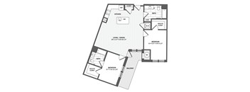 A black and white image of a house floor plan.