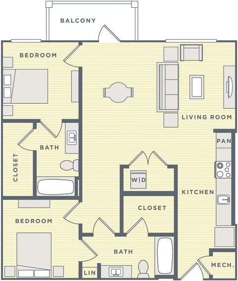 a floor plan of a house with bedrooms and a living room