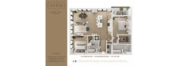 a sq ft apartment with a bedroom and a living room