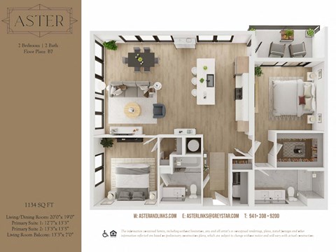a sq ft apartment with a bedroom and a living room