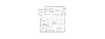 A floor plan of a house with a master suite and a living/dining area.