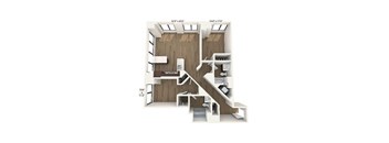 an overhead view of the 1122 sq ft floor plan