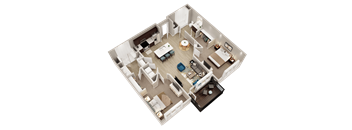 B7 - 3D floor plan - 1191 SQFT