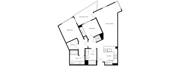 B7u 1,095-to1,101 Sq.Ft. Floor Plan at Exhibit at J Town, San Jose, 95112
