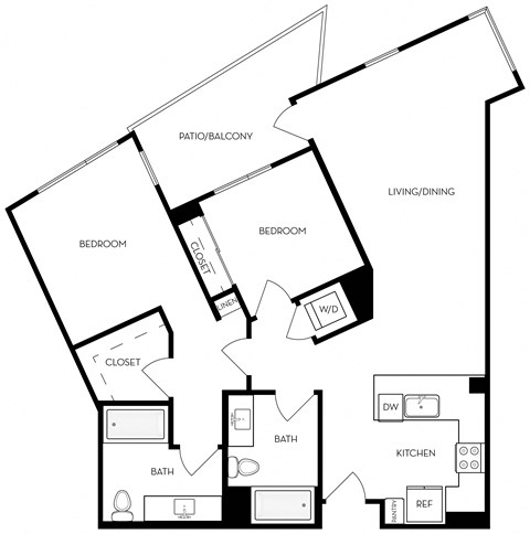 B7u 1,095-to1,101 Sq.Ft. Floor Plan at Exhibit at J Town, San Jose, 95112