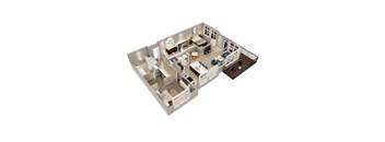 B8 - 3D floor plan - 1217 SQFT
